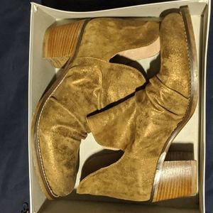 Gold shimmer booties from Sundance